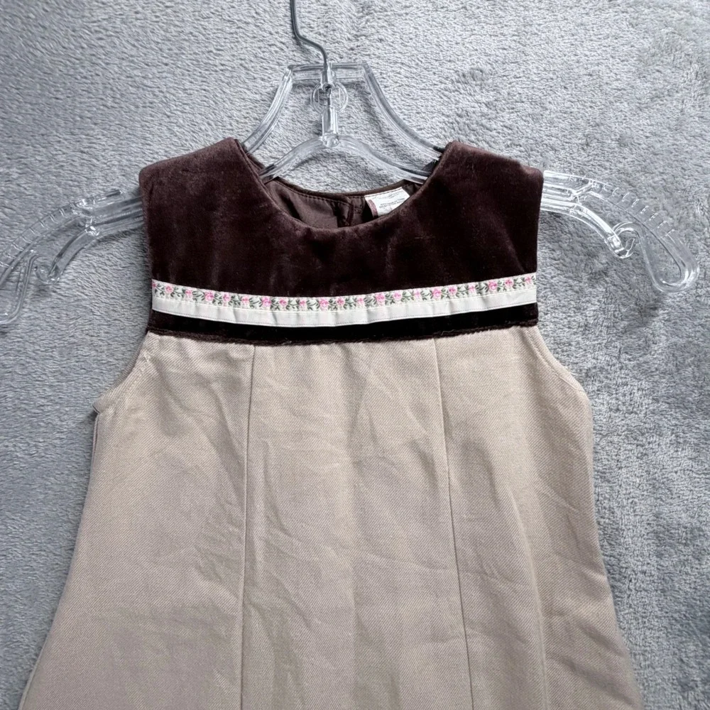 Little Bitty Girls Dress Coat 4T Velvet Trim Holiday Princess Jacket Beige Brown